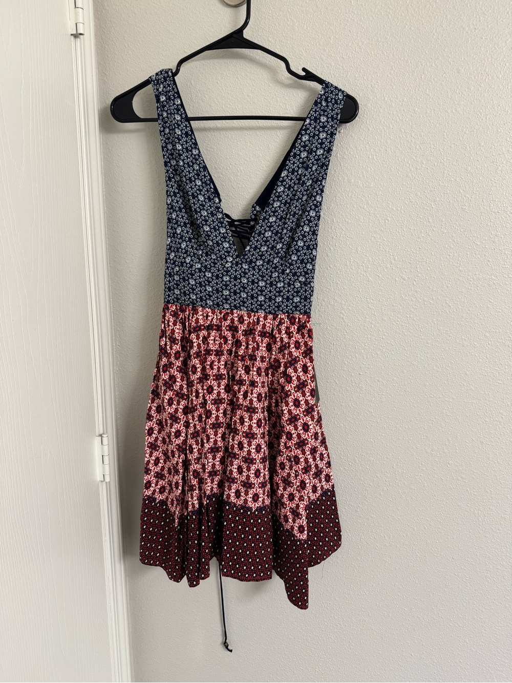 Lulu's Navy and Red Mixed-Print Sundress